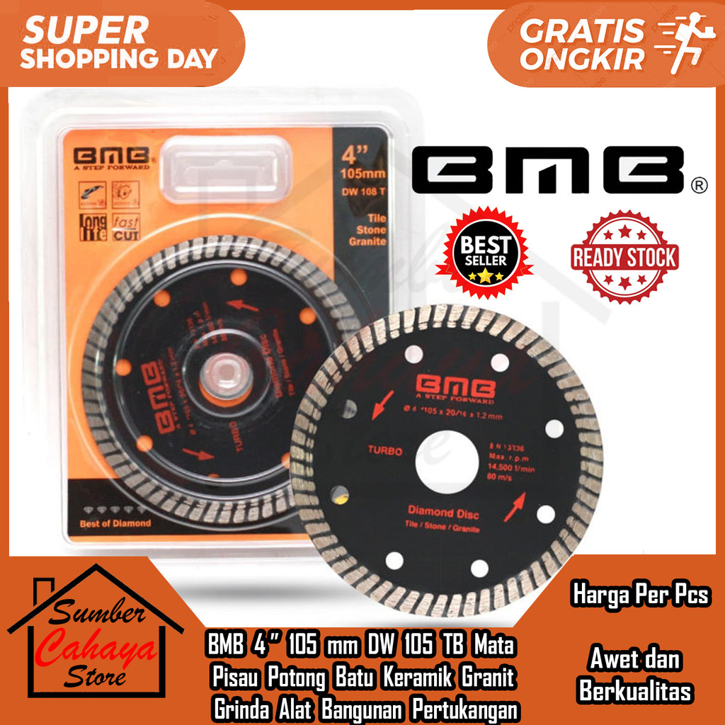 BMB Mata  Potong Gerinda Grinda Tangan  4” in inc inch inci 105 mm Batu Geranit Granite Keramik Kram