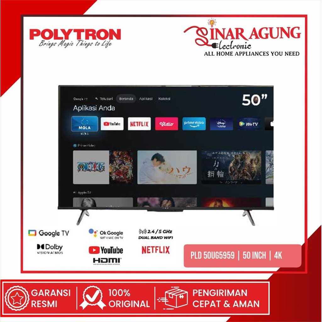 POLYTRON 50UG5959 / 50-UG5959 LED SMART TV ANDROID 50 INCH - 100% ORI