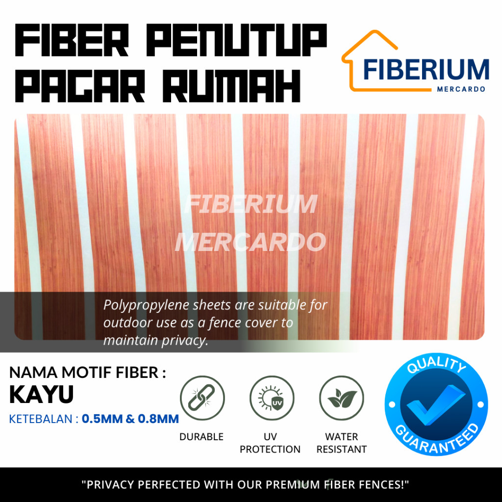 [FBRM MERCARDO] Fiber Plastik Penutup Pagar Rumah Motif KAYU