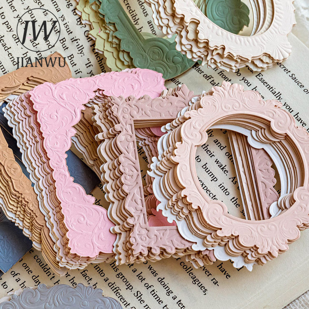 

JIANWU 10 Sheets Find A Mountain Stream Series Vintage Relief Hollow Collage Card Creative DIY Journal Material Decor Stationery