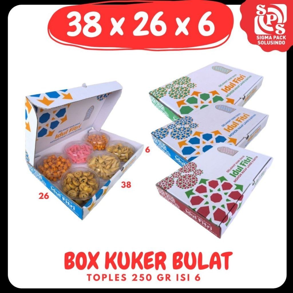 

Box Kotak Kue 38x26x6 KuKer Toples 250 gr isi 6 Kardus Lebaran Idul fitri Hampers Eid Mubarok MEDIAKIT IDN