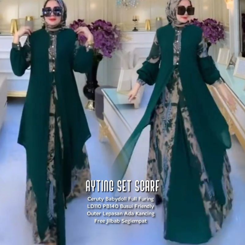 BEST SELLER AYTING SET SCARF LD110 & LD120 (LABEL SAVNA) | GAMIS SET OUTER CERUTY MOTIF VIRAL KEKINI