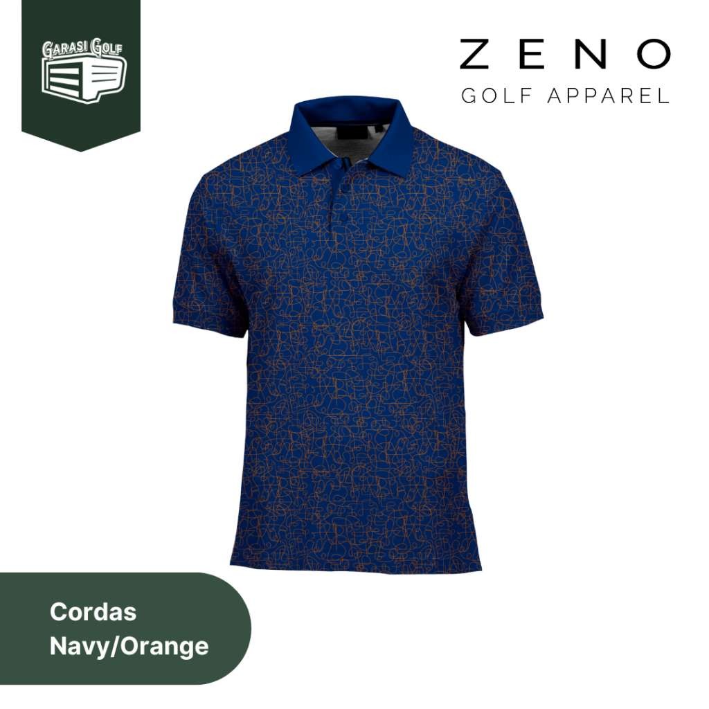 ZENO Mens Polo Cordas Navy/Orange - Kaos Polo Shirt Golf Pria