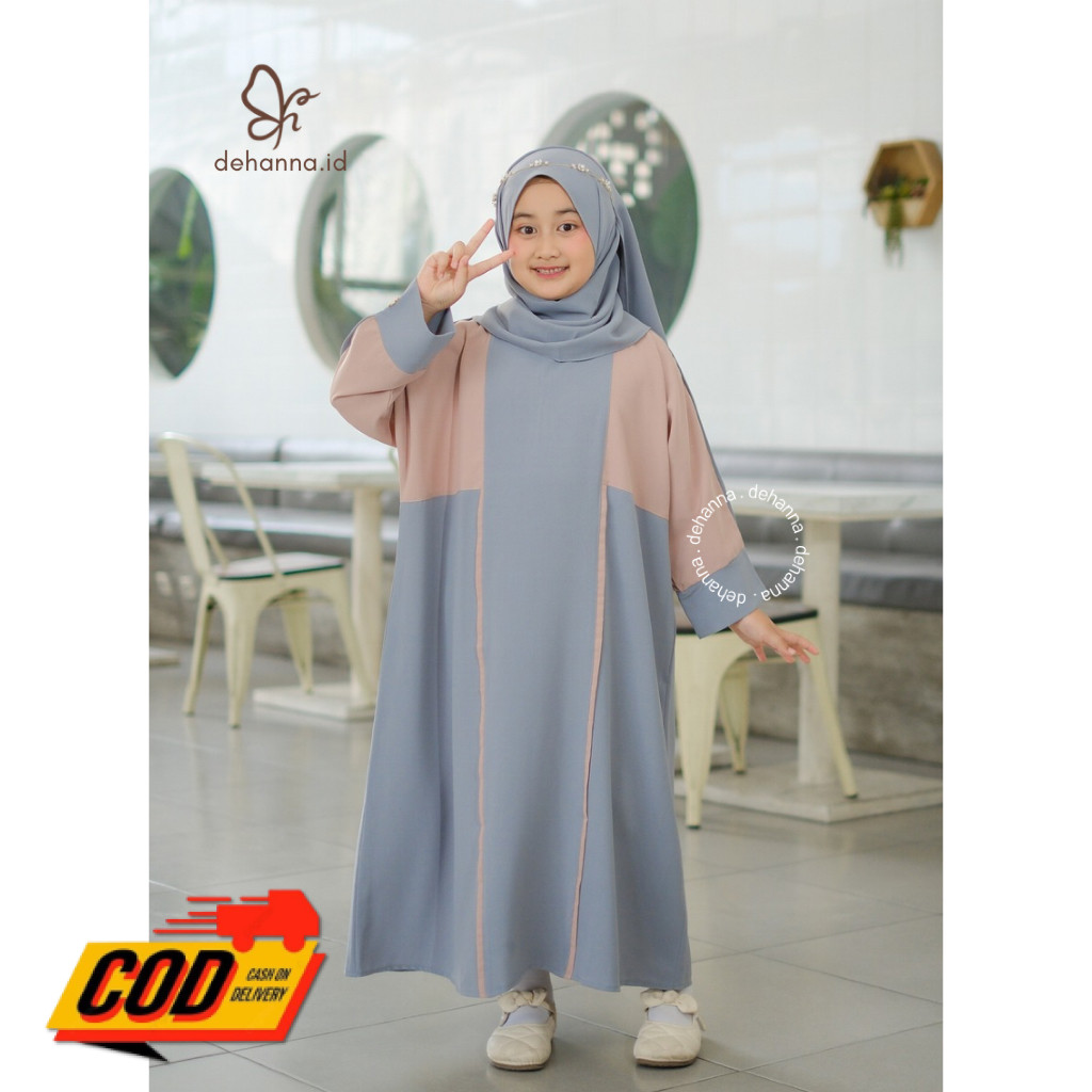 READY STOK // Baju Gamis Abaya Anak Perempuan Bahan Anti Uv Umur 2 - 12 Tahun Model Batwing Terbaru