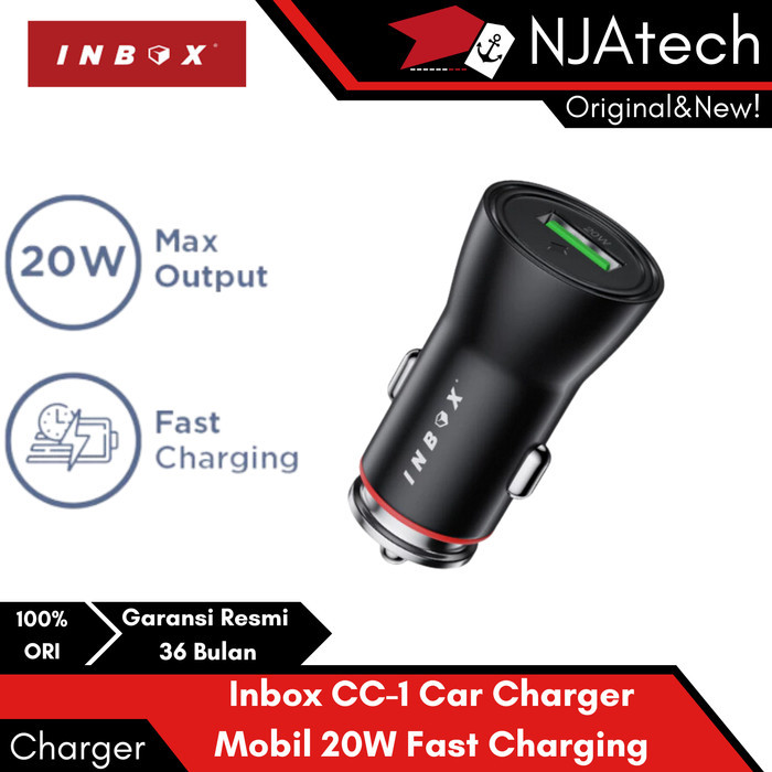 Inbox Car Charger Mobil CC-1 USB Fast Charging 20W