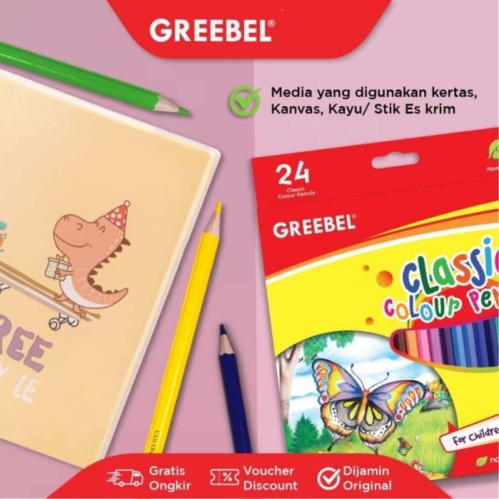 

GREEBEL PENSIL WARNA 7024 CLASSIC COLOR ISI 24 Colouring Color Pencil