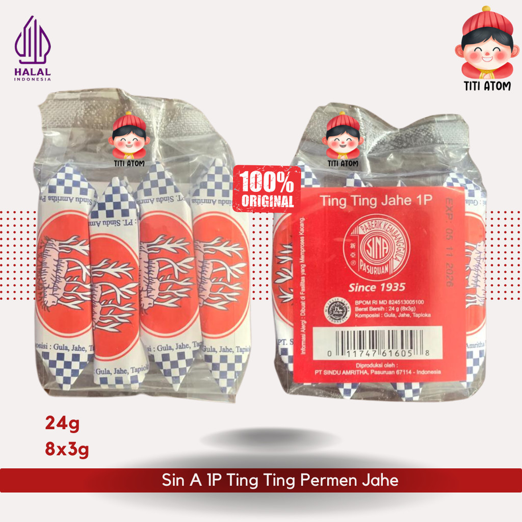 

Sin A 1P Permen Ting Ting Jahe 24g 8x3g ECERAN