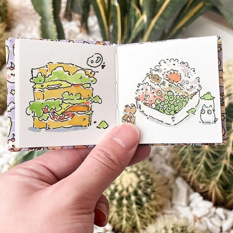 

60*60mm Mini Fabric Watercolor Book Hand Account Book Drawing Book For Art Students Portable Sketchbook Picture Book