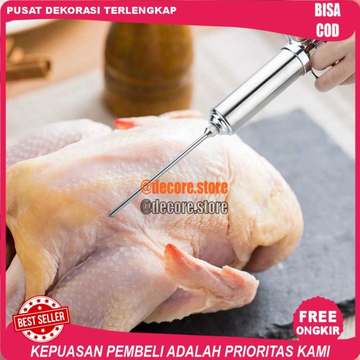 

Cod Suntikan Injektor Bumbu Marinasi Daging Ayam Stainless Steel 3 Jarum 2 OZ