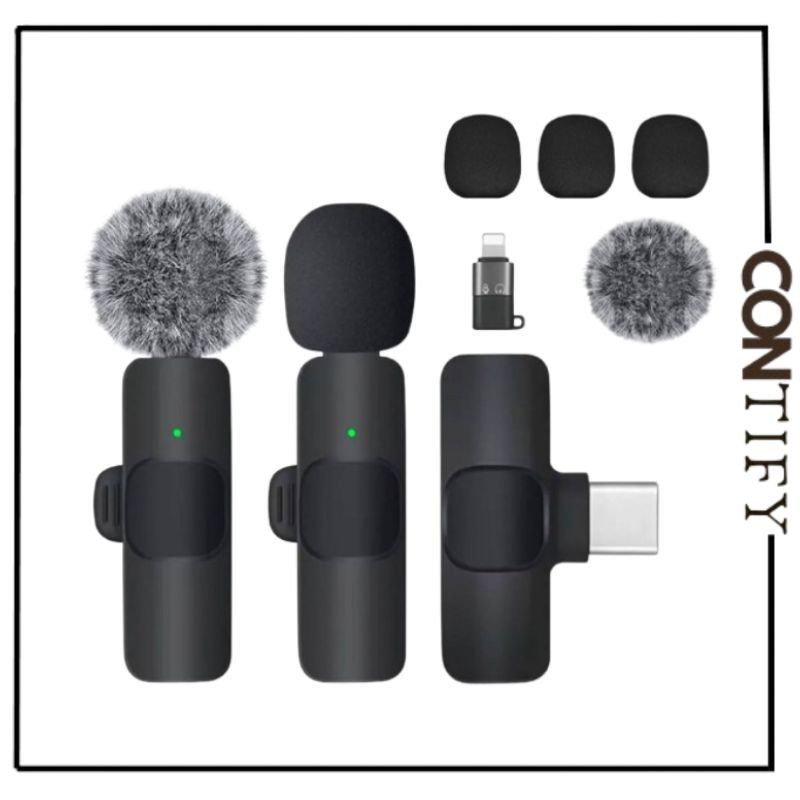 Mic Wireless Clip on | Microphone Mikrofon Untuk Live Streaming | Mikrofon Kualitas Terbaik |  Mikro