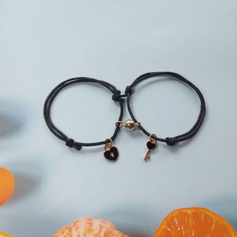 Gelang Couple Kunci Gembok Kunci Love Bracelet - Gelang Couple Magnet 2pcs Sepasang