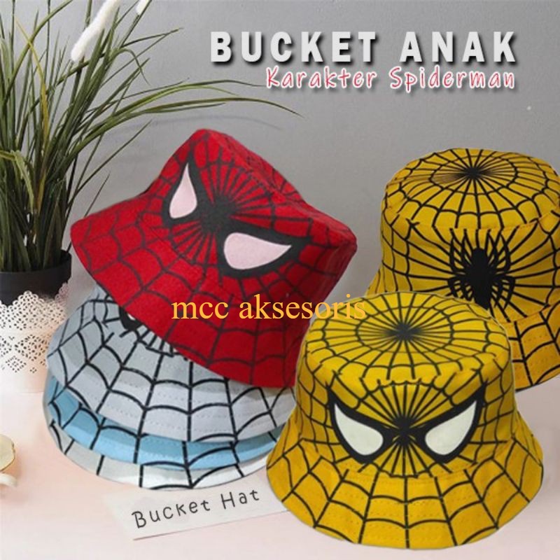 MCC Bucket Anak Sablon Karakter Spiderman PREMIUM/ Topi Bucket Anak Motif Spiderman