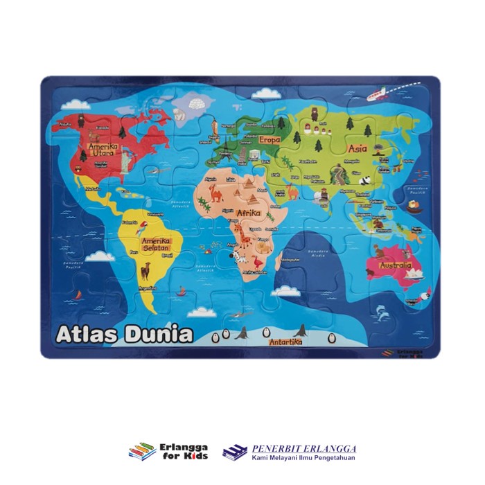 Puzzle Peta Atlas Dunia Untuk Anak Erlangga For Kids