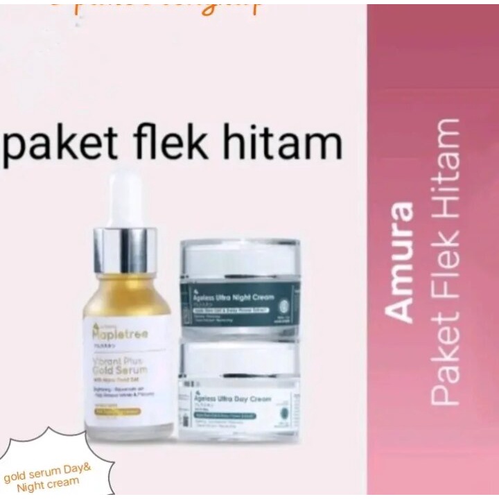 (paket lengkap mengatasi flek hitam) Amura cream night&day+gold serum Amura