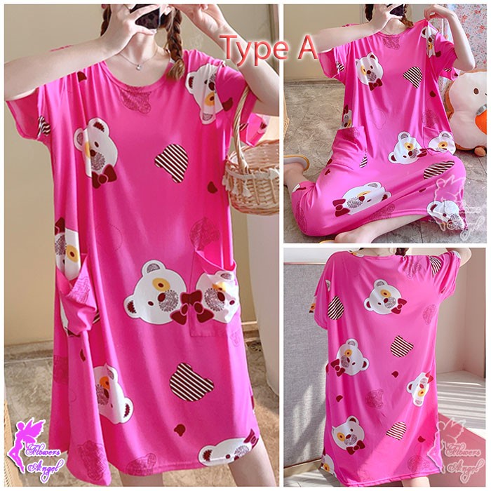 ✨LARIS✨-Daster Baju Tidur Kaos Wanita Big Size Sexy Sleepwear - Type E - Kuning