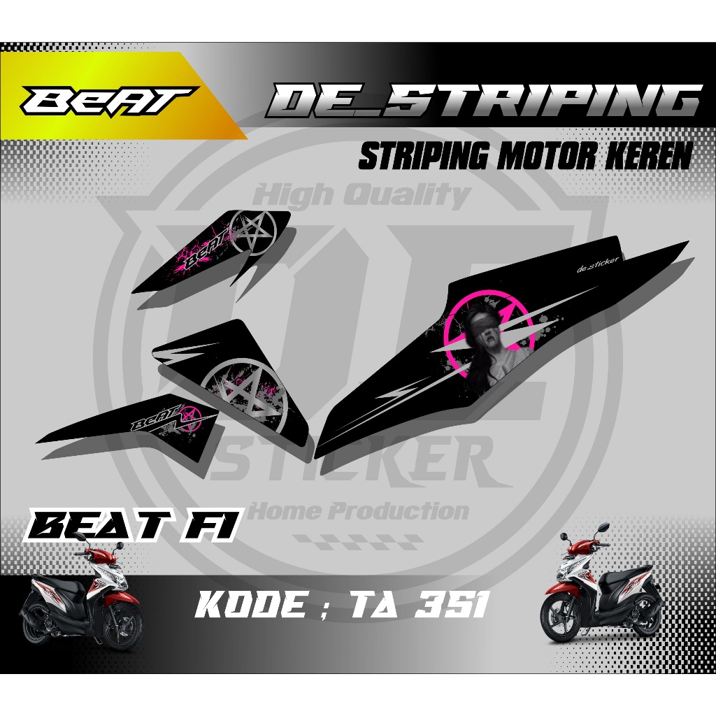 Striping Stiker Motor Honda Beat Fi 2013-2015 Semifull Motif Lady Santanic Simpel TA351