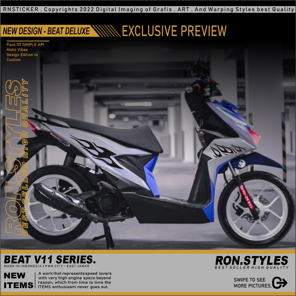 V11 CUTTING STICKER STRIPING BEAT NEW DELUXE 2020-2023 SIMPLE STYLE MOTIF API HOT WHEELS COPY TRANSP