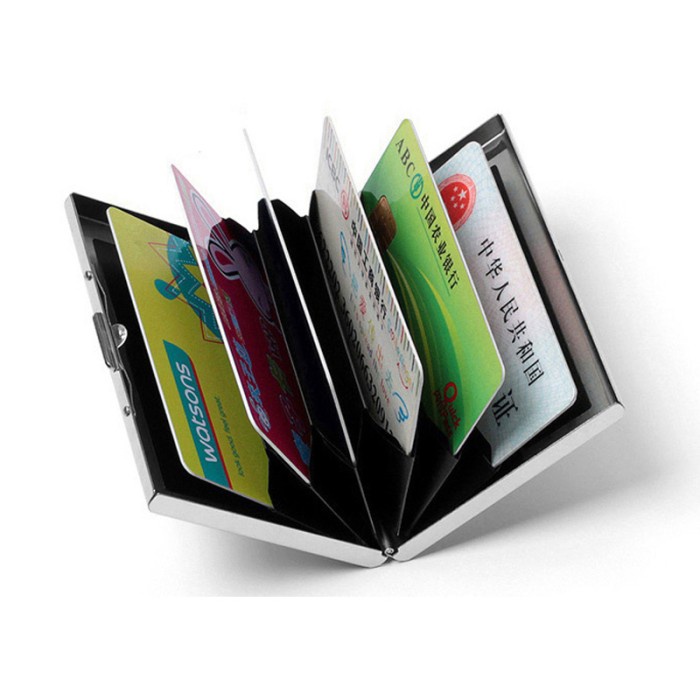 

Dompet Kartu Card Wallet Slim Bahan Aluminium 6 Slot Silver