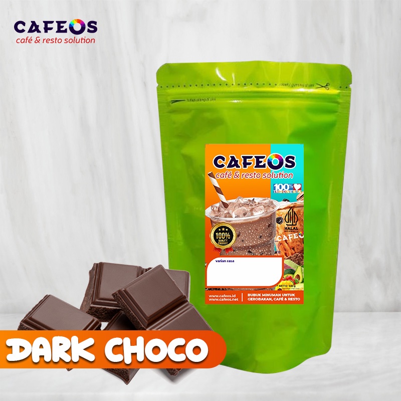 

Bubuk Minuman Coklat Rasa Dark Choco Cafeos Powder Drink Kemasan 500 gram