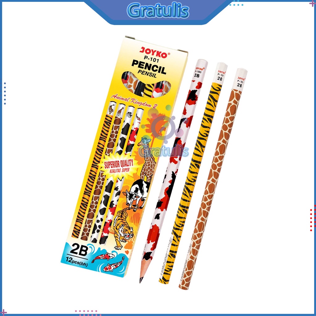 

PENSIL ANIMAL KINGDOM 2 2B JOYKO [P-101/12 PCS] / ALAT TULIS UJIAN KOMPUTER / PENCIL GAMBAR MENULIS [1 PACK]