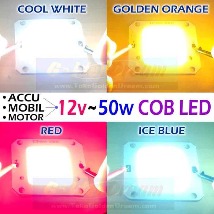 LED COB 12v x 50w Motor Mobil Accu Aki Panel Surya Lampu Sorot 50 watt