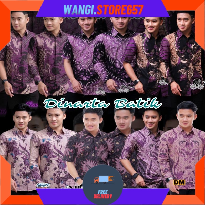 BAJU KEMERJA BATIK POLOS MOTIF KEREN PRIA  LAKI" MAS" BAPAK" / ATASAN BAJU BATIK PRIA HEM LENGAN PEN