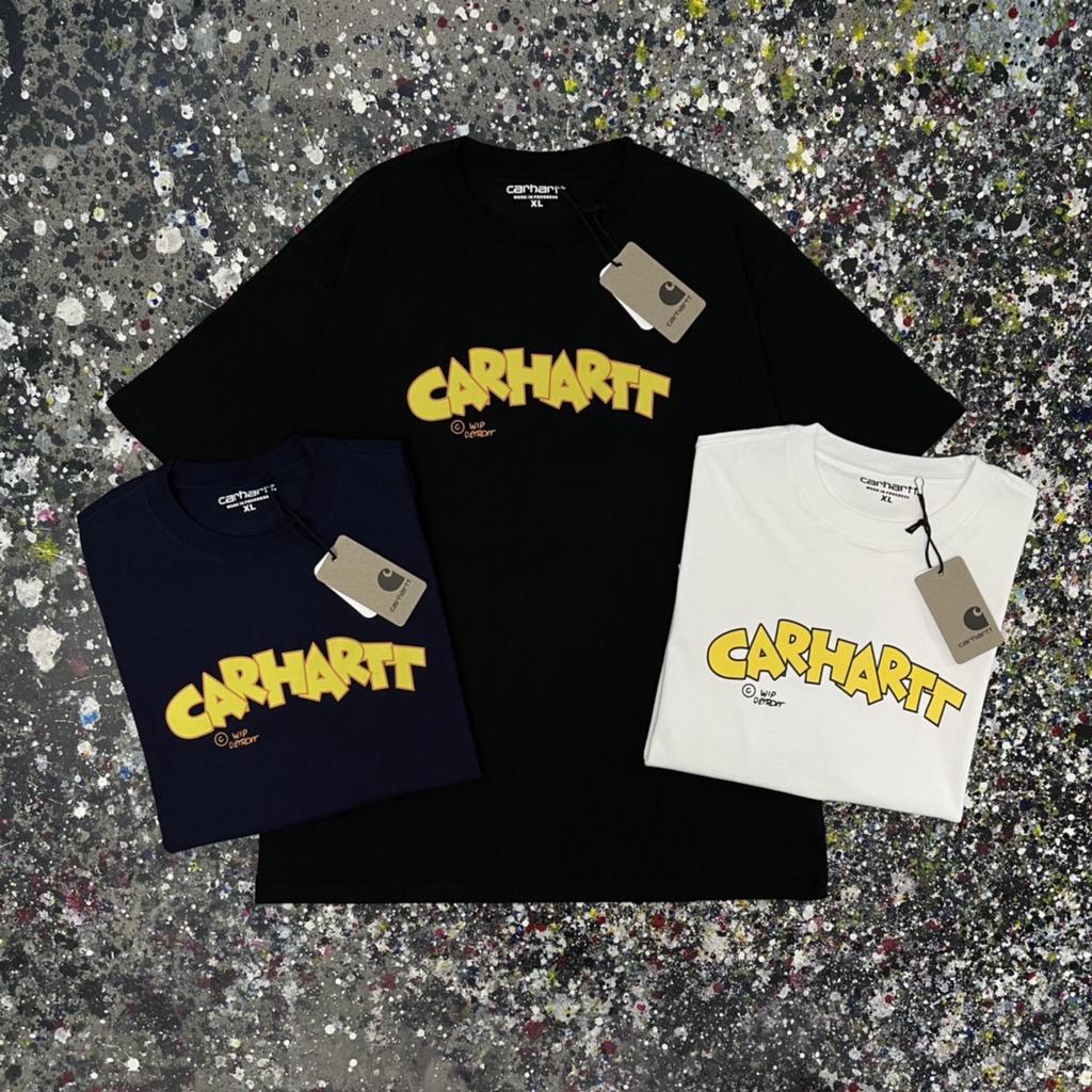 CARHARTT WIP Trendy Yellow Letter Print Couple Casual Short Sleeve T-shirt