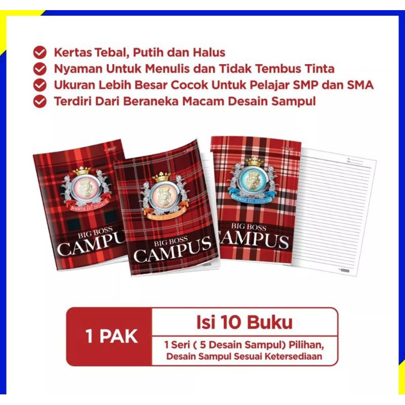 

Buku tulis Campus BIG BOSS 36 lembar ( 1pak/10buku ) RB9