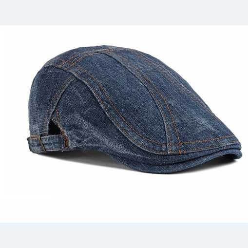 SPCR JAM Topi Pet Painter Hat Flat Cap Jeans Retro Katun J-87