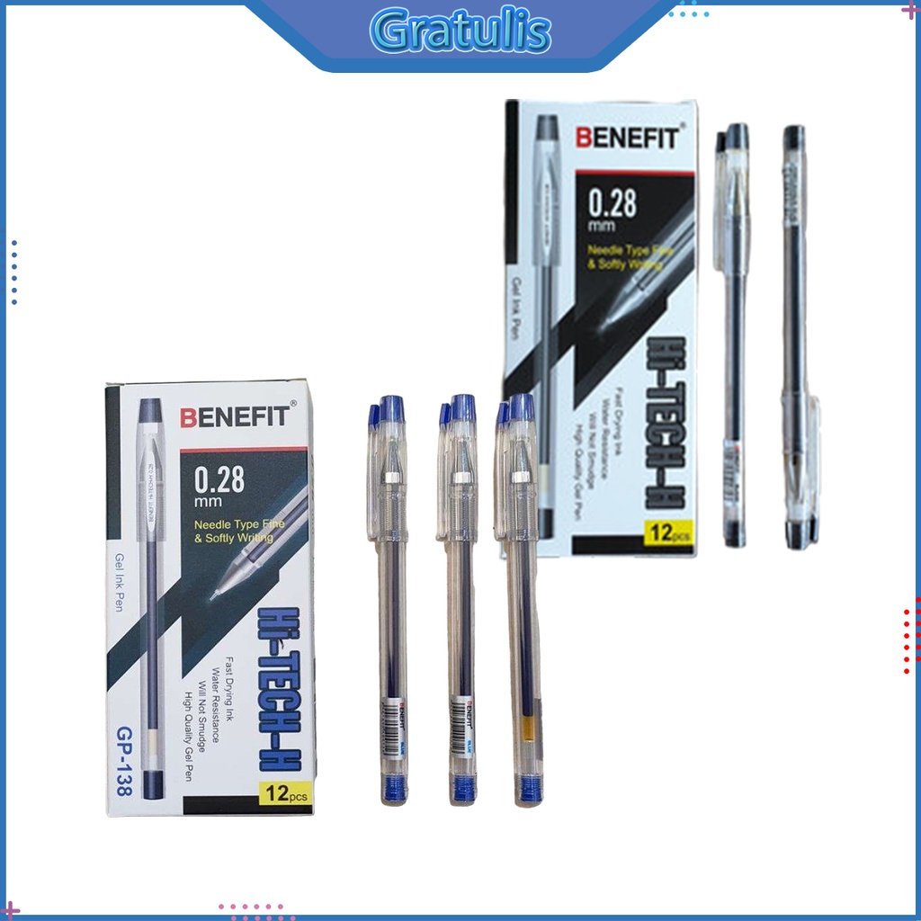 

GEL PEN BENEFIT HI-TECH-H [GP-138 / 0.28MM / 1 PACK] / BALPEN PENA HITEK / BOLPOIN BULPEN BALLPOINT 1 PAK TINTA BIRU / PULPEN JEL