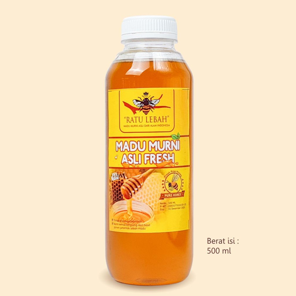 

Madu Murni Asli 500 ML Fresh Raw Honey Mentah Tanpa Campuran Apapun Ratu Lebah