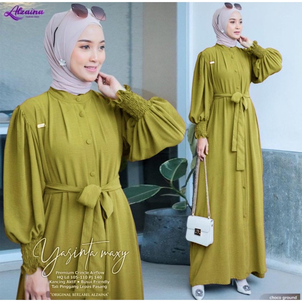 GAMIS KONDANGAN ELEGANT CRINKLE AIRFLOW PREMIUM / YASINTA DRESS TERBARU FULL KANCING HIDUP / GAMIS C