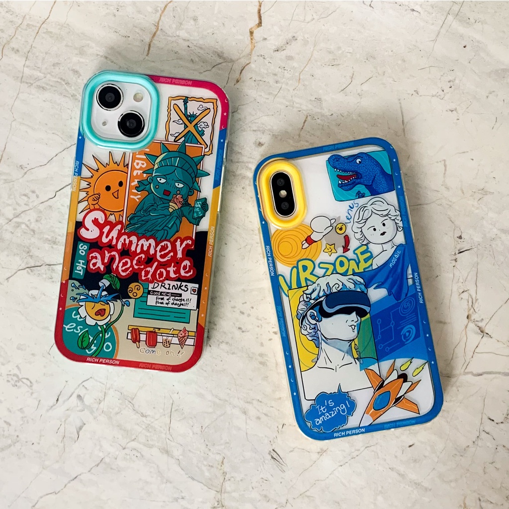 3 in 1 Transparent Case Motif Summer VR Warzone For iPhone 7 8 Plus X Xs XR 11 Pro Max 12 Pro Max 13