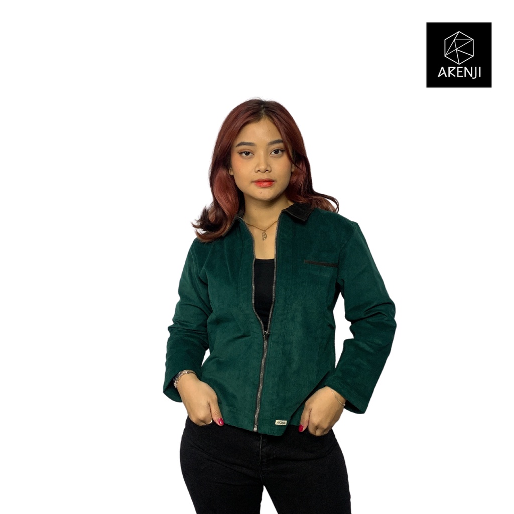 Arenji Semi Jacket Wanita Corduroy Zipper -  Amazon