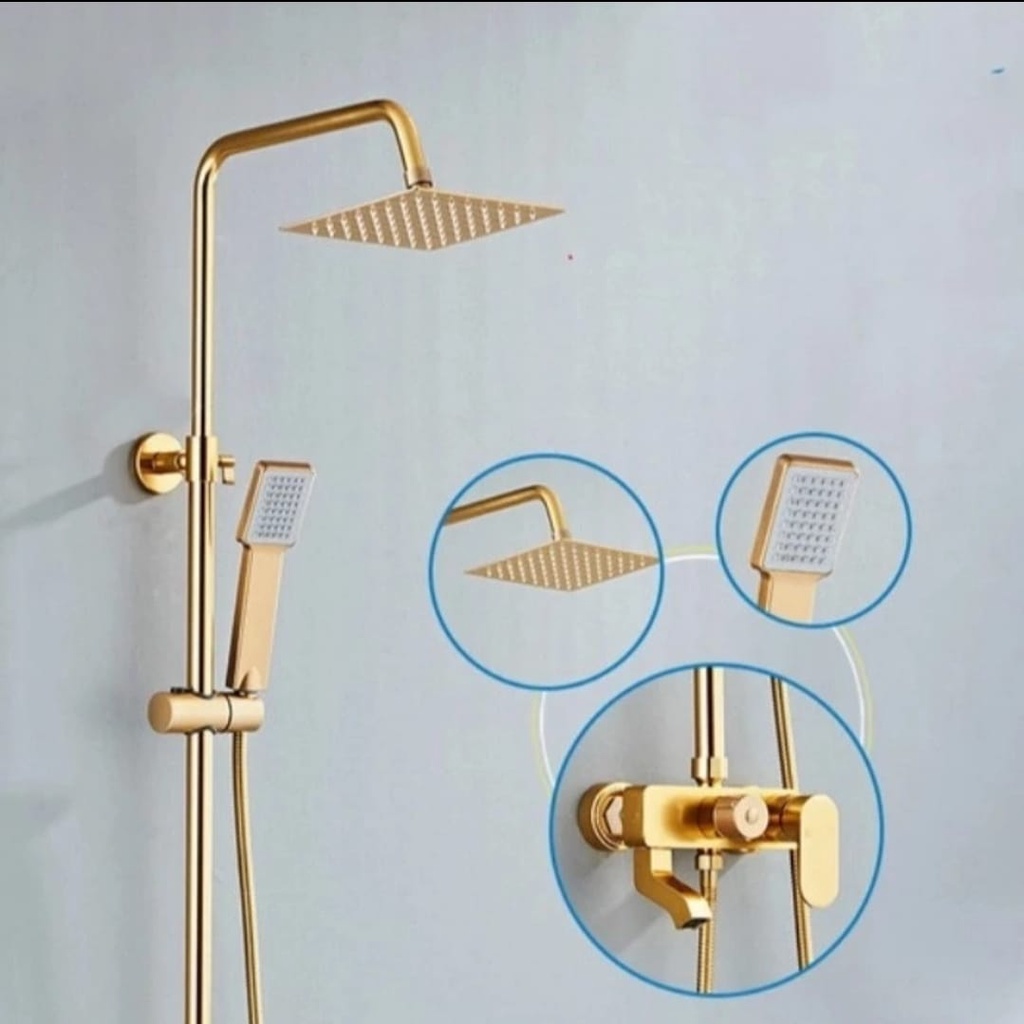 SHOWER SET MIXER PANAS DINGIN ALUMINIUM GOLD / KRAN TIANG PANAS DINGIN GOLD