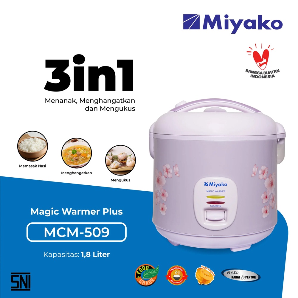 Rice Cooker Magic Com MIYAKO - MCM-509 magic com 1,8 L | mejikom miyako kapasitas besar | mejikom 18