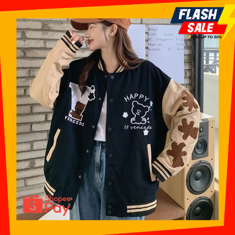 OUTFIT JKT48 | JAKET HAPPY VENCEDE V VARISTY BASEBALL JAKET ALA KOREAN STYLE SIZE M.L.XL.XXL | JAKET