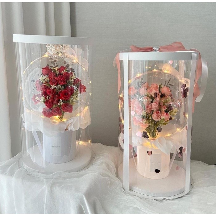 Round Flower Box / Box Flower Mika - Putih