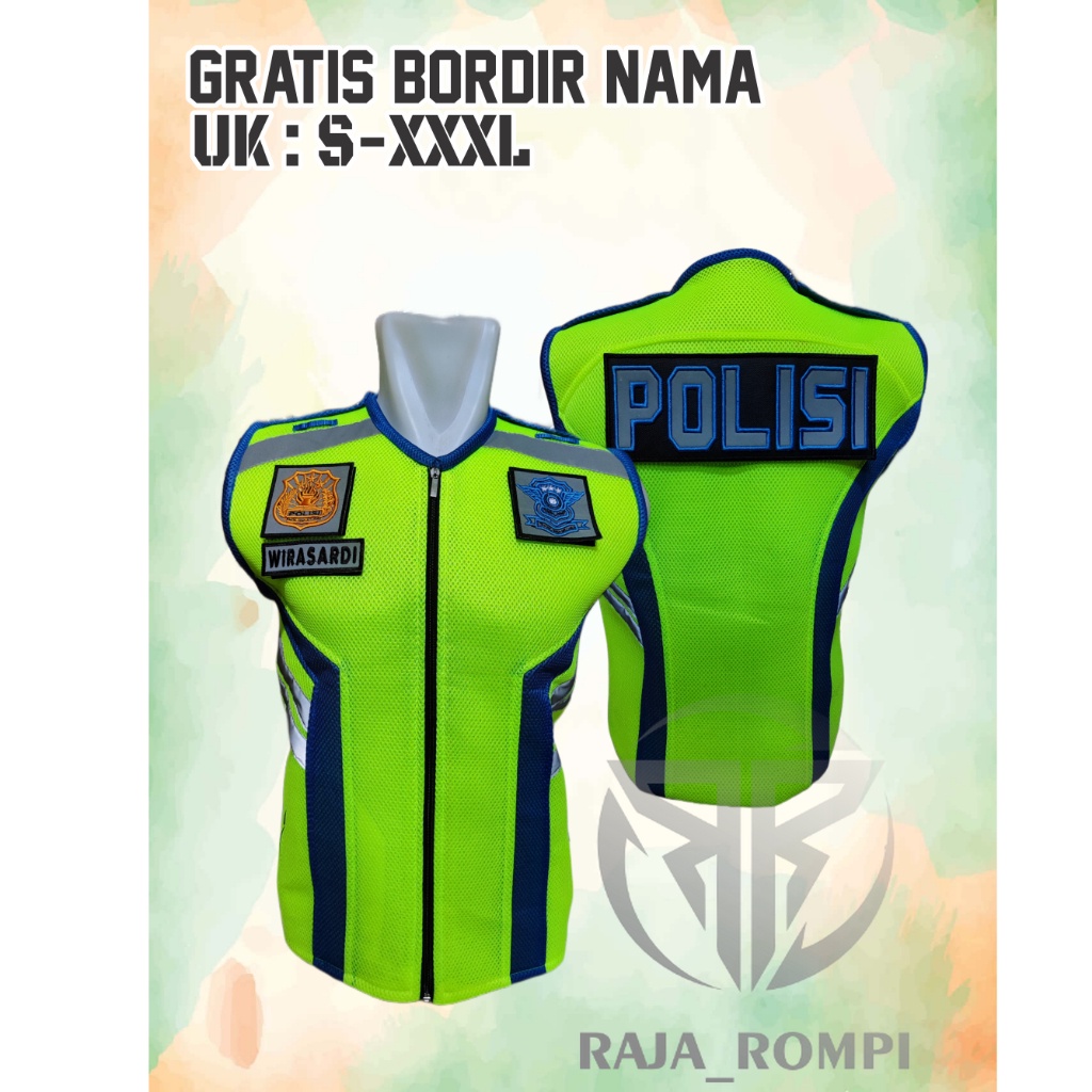 Raja_Rompi Rompi Polisi Doublemesh Variasi Strip Biru/Biasa | Rompi Polri | Rompi Polantas | Rompi P