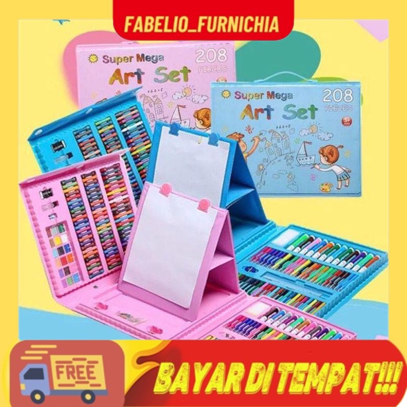 

Art Full Set Crayon 208 pcs / Krayon Alat Lukis Anak Pensil Warna Cat Air Perlengkapan Mewarnai Set 150 pcs