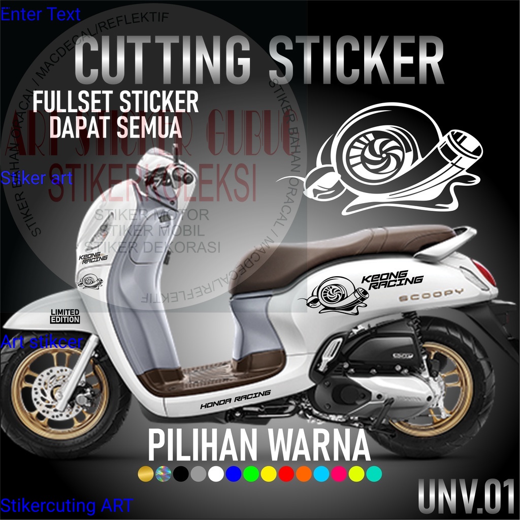 Promo COD Cutting Sticker Keong Siput Racing Satu Set - Aksesoris Stiker Striping Motor Honda Scoopy
