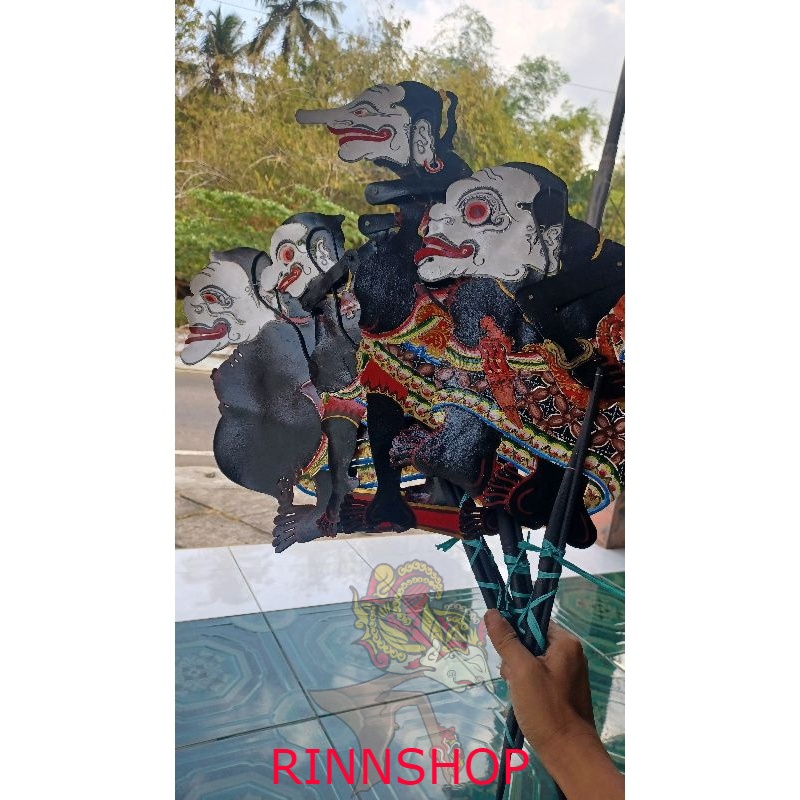 wayang punokawan badan hitam / kulit asli / cod / wayang murah