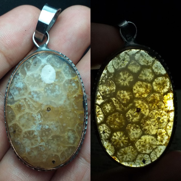 Liontin Natural Batu Akik Motif Gambar Bunga Teratai Antik