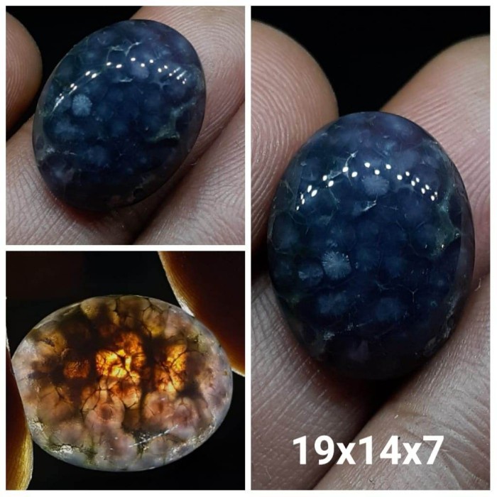 Natural Batu Akik Lumut Manakara Motif Gambar Kecubung Ungu Antik 8