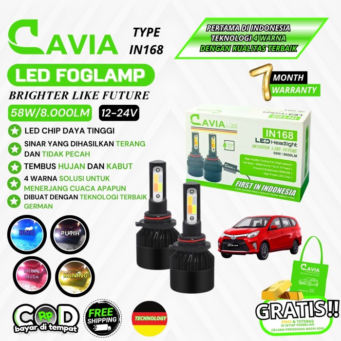 CAVIA-LAMPU LED FOGLAMP 4 WARNA TOYOTA CALYA TEMBUS KABUT & HUJAN