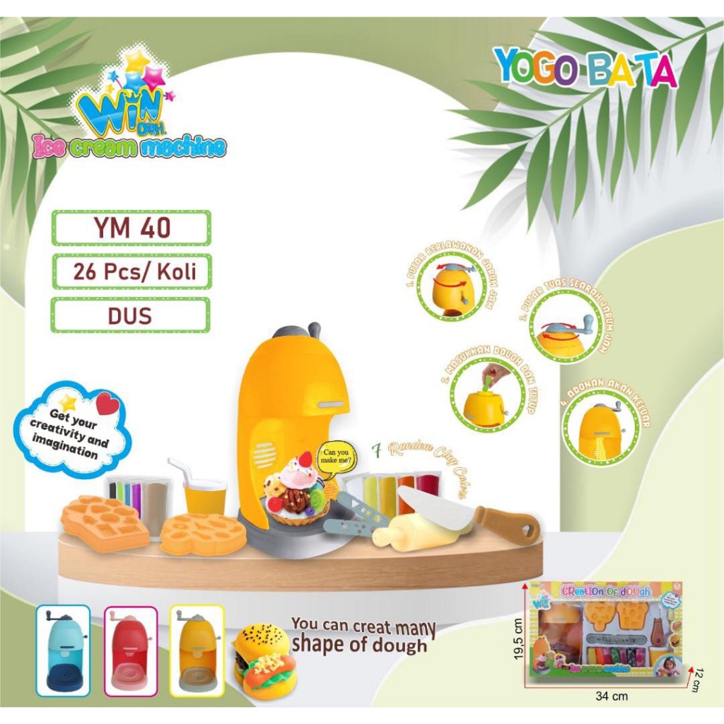 ( BISA COD ) Mainan Cetakan Playdough Ice Cream YM.40 Noodle Maker Clay Plastisin Mainan Mie Es Krim