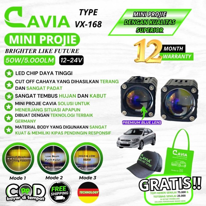 MINI PROJIE MOBIL LAMPU TEMBAK HYUNDAI ACCENT LED FOGLAMP PREMIUM CAVIA