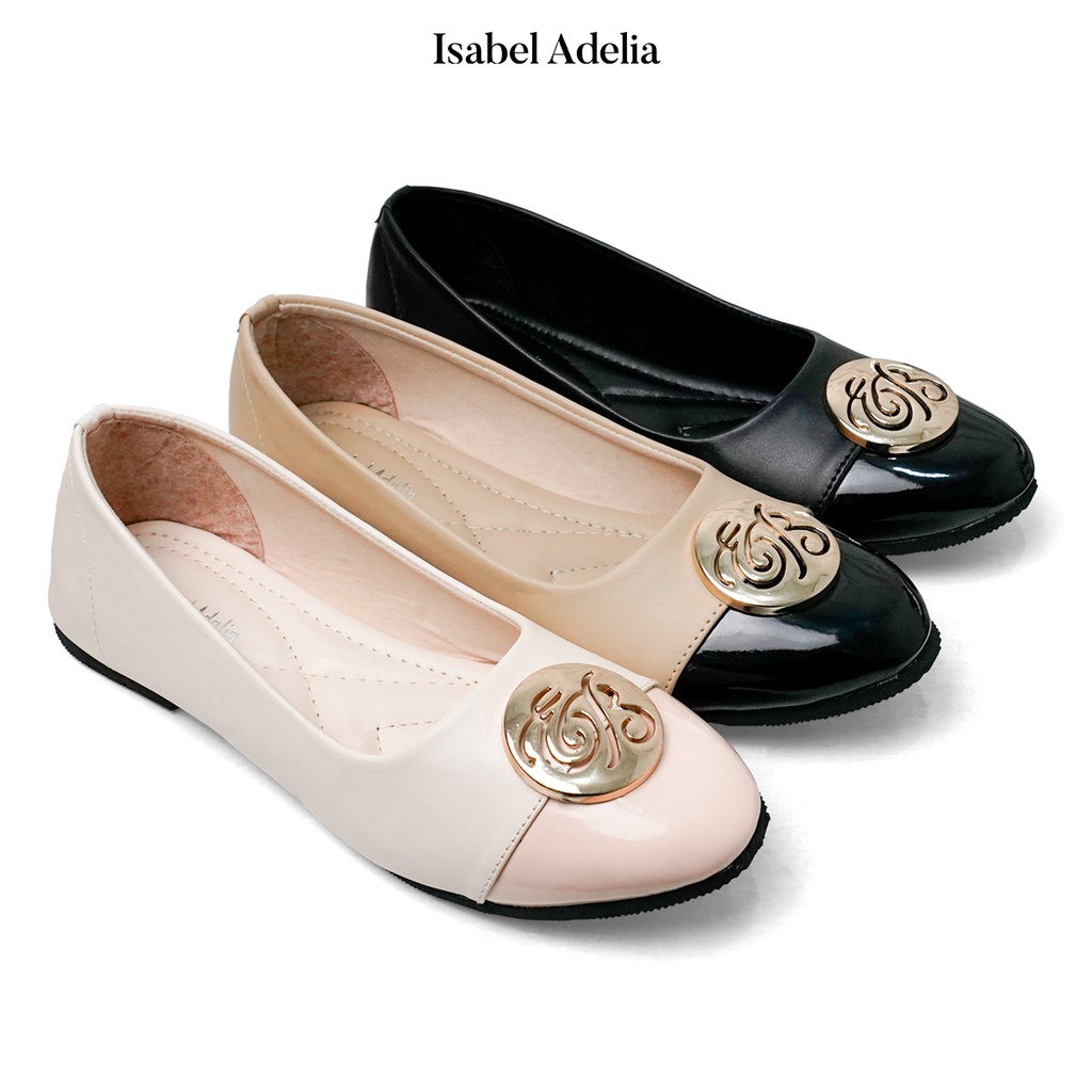 Isabel Adelia Sepatu NEOMA Flatshoes Wanita Hitam Cream Mocha