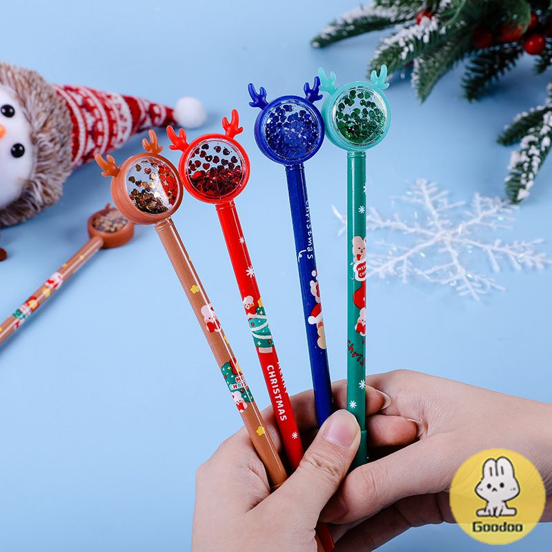 

Pena Gel Payet Rusa Natal Kreatif Alat Tulis Kartun Hati Feminin-GOO