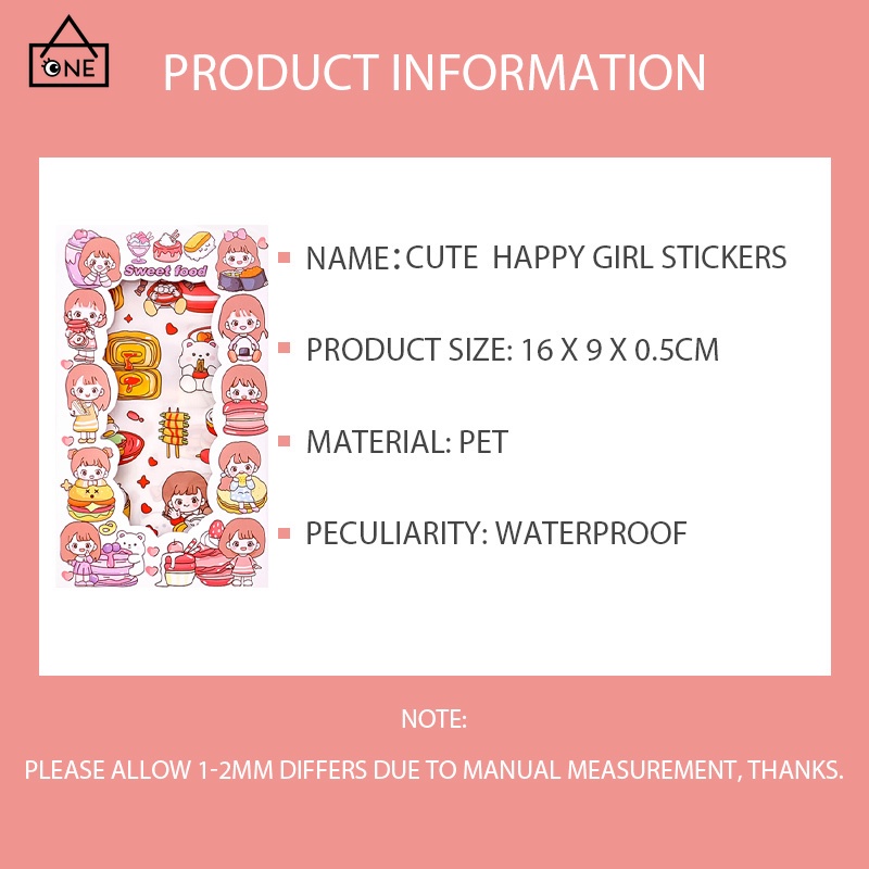 

COD❤️Ins Creative Cute Happy Girl Hand Ledger Stiker Siswa Kartun Album Diy Dekorasi Sticker